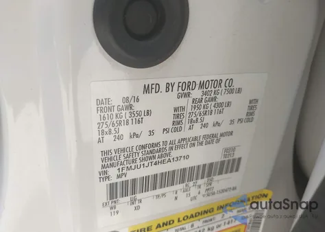 2017 Ford Expedition Xlt from USA, damaged, VIN 1FMJU1JT4HEA13710